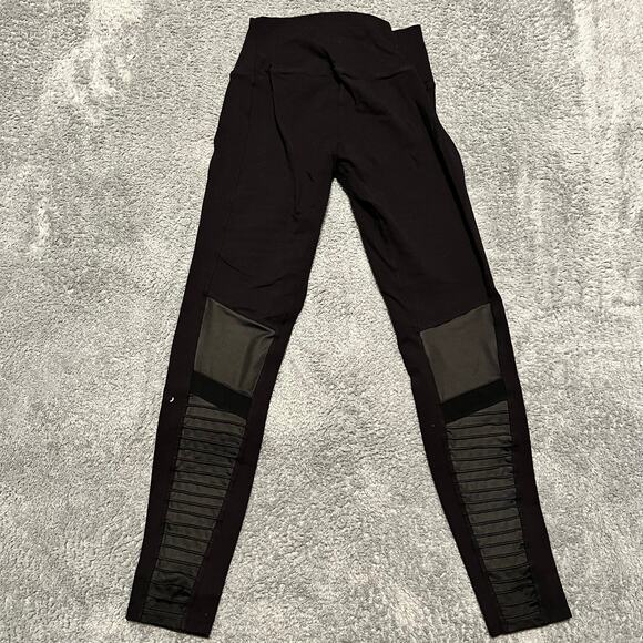 Alo Yoga Leggings Womens Medium Moto Black Athletic Workout Wear Pants - Picture 3 of 9